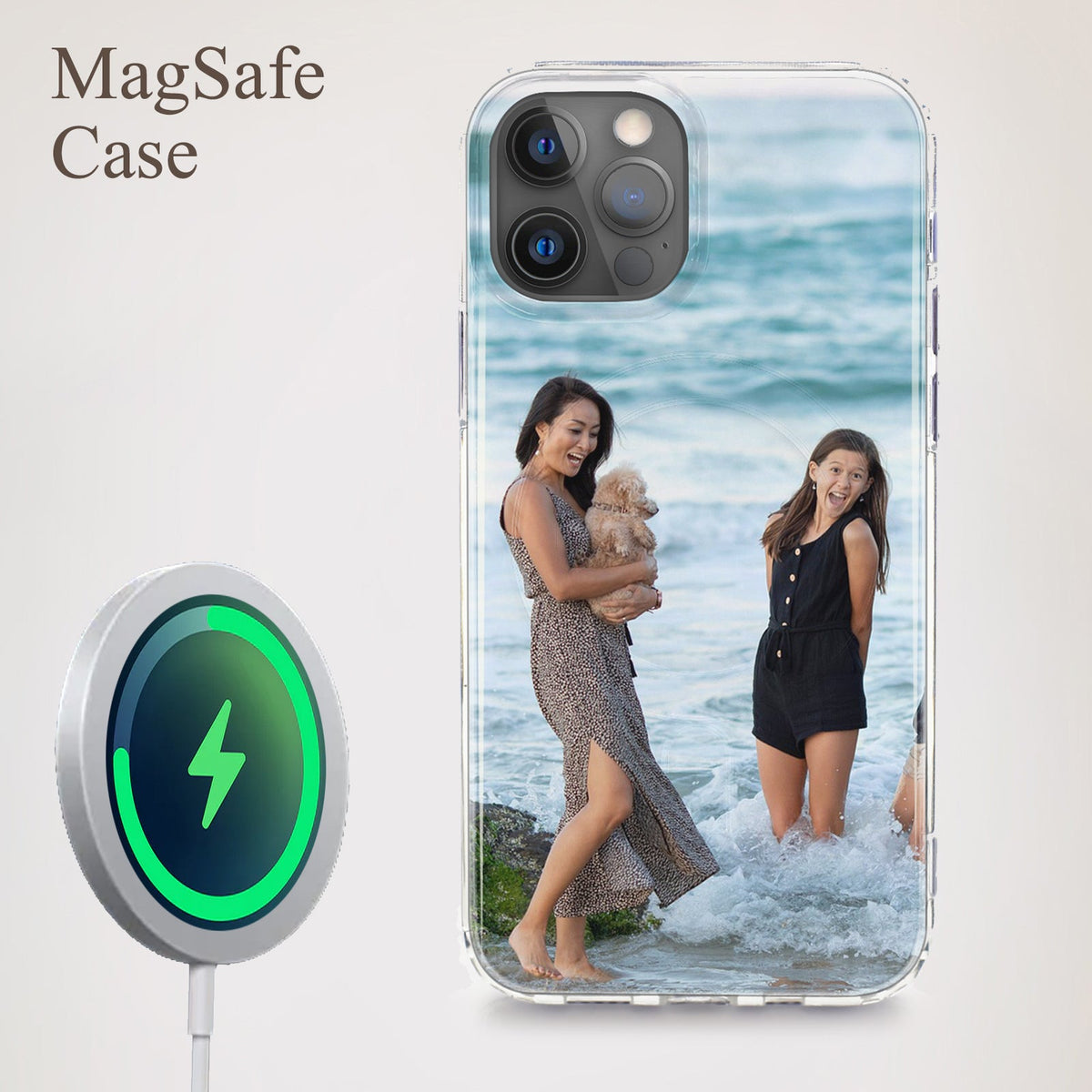 Personalised iPhone MagSafe Gel Case with Love Hearts, 1 Image Upload