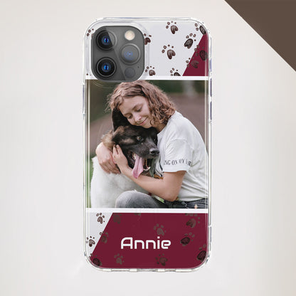 red and beige 1 Image Phone Case with paw print design