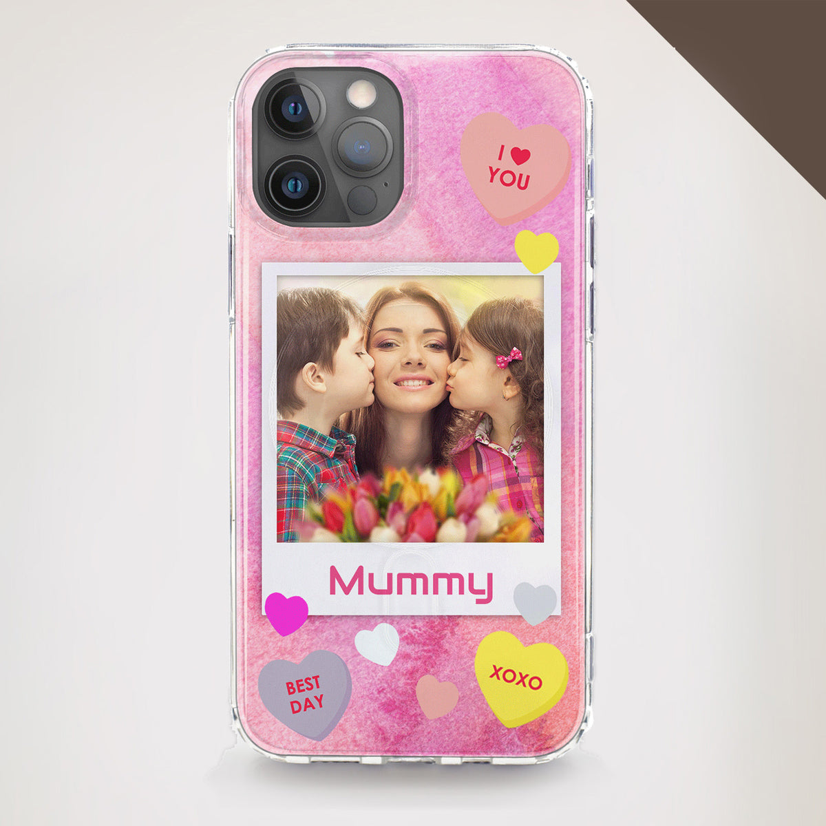 Pink Love Heart phone case with up to 1 photo upload