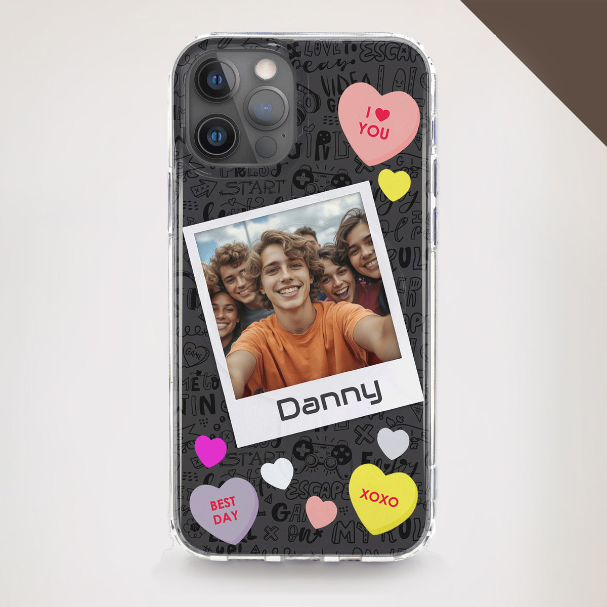 Black Love Heart phone case with up to 1 photo upload