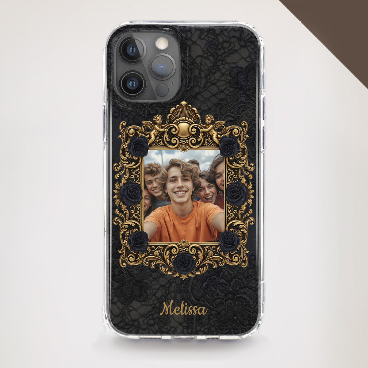 Gothic Black Rose phone case with up to 1 photo upload