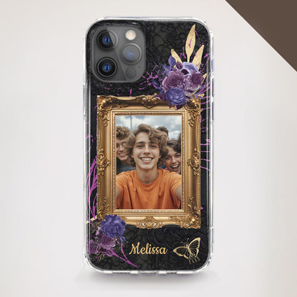 Gothic Purple Rose phone case with up to 1 photo upload