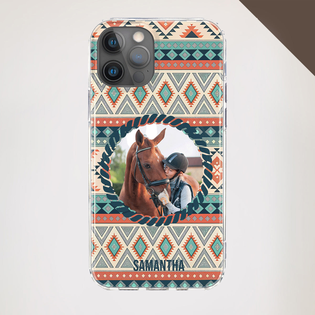 Personalised iPhone MagSafe Gel Case with Rope Tribal Print, 1 Image Upload